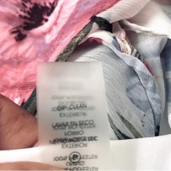 NEW Calvin Klein Flounce Sleeve Dress Ruffle Hem Floral White Lilac Pink Size 4 - Picture 12 of 13